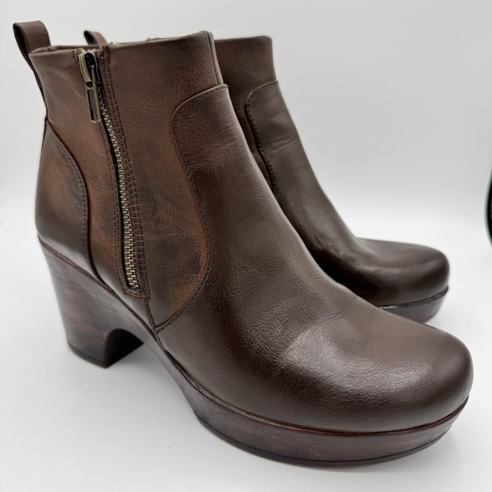 b.o.c. Dark Brown Leather Ankle Booties